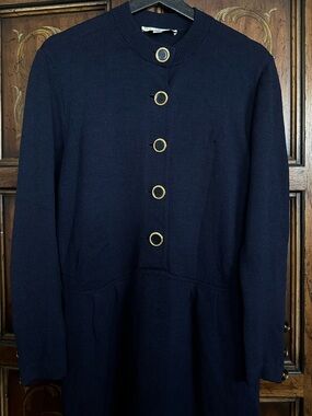 Women’s Long Sleeve Navy Button Up Dress